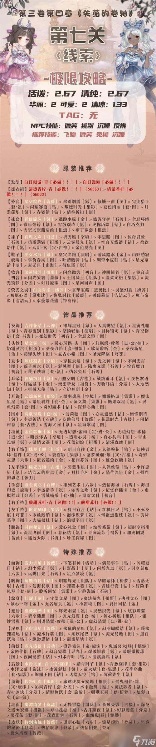 奇迹暖暖第二章攻略大全,平民玩家搭配技巧!