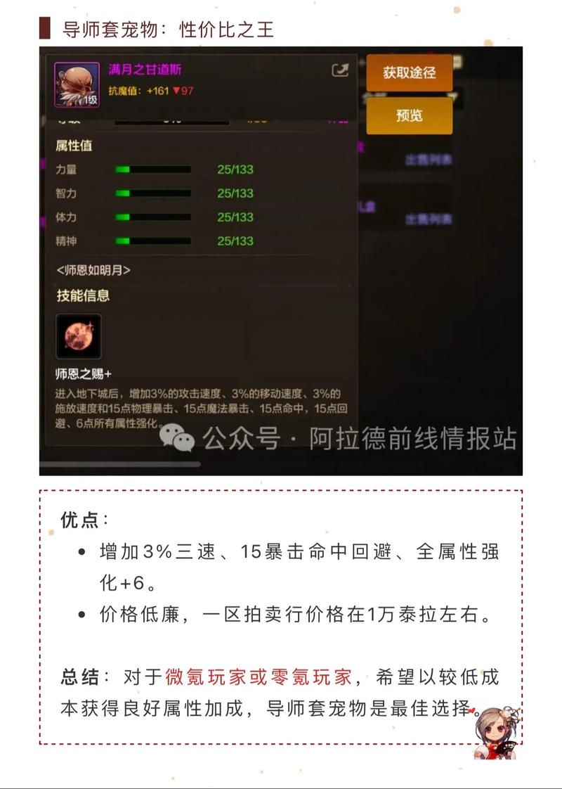 DNF黑炭头宠物技能解析:属性提升与实战效果全面分析