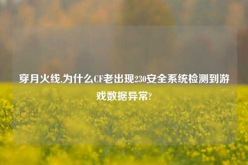 穿月火线,为什么CF老出现230安全系统检测到游戏数据异常?
