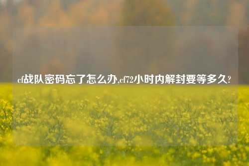 cf战队密码忘了怎么办,cf72小时内解封要等多久?