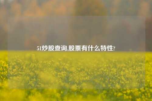 51炒股查询,股票有什么特性?