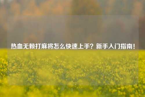热血无赖打麻将怎么快速上手？新手入门指南！