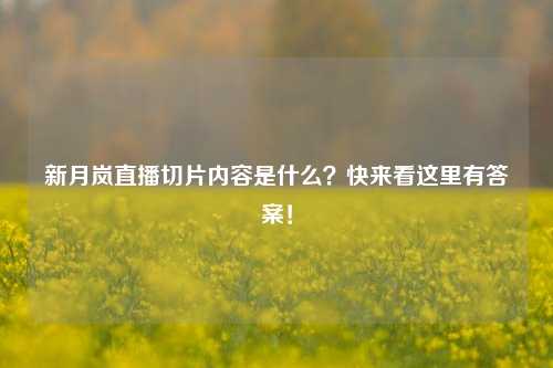 新月岚直播切片内容是什么？快来看这里有答案！