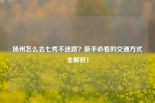 扬州怎么去七秀不迷路？新手必看的交通方式全解析！