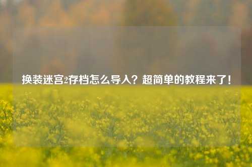 换装迷宫2存档怎么导入?超简单的教程来了!